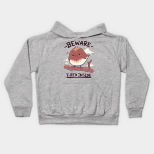 T-Rex Inside // Small Bird, Kawaii Angry Dinosaur Kids Hoodie